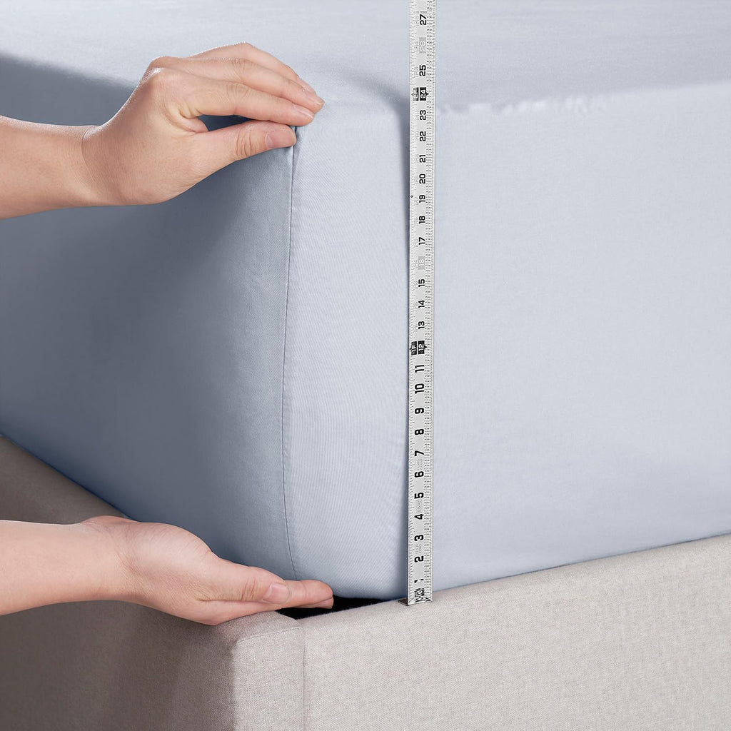 Nestl Extra Deep Pocket King Fitted Sheet, Ice Blue Fitted Sheet King Size, 1800 Microfiber King Fitted Sheet Only, Soft King Bed Fitted Sheet Fits Up To 24 Inch Mattress - King Size Fitted Sheets