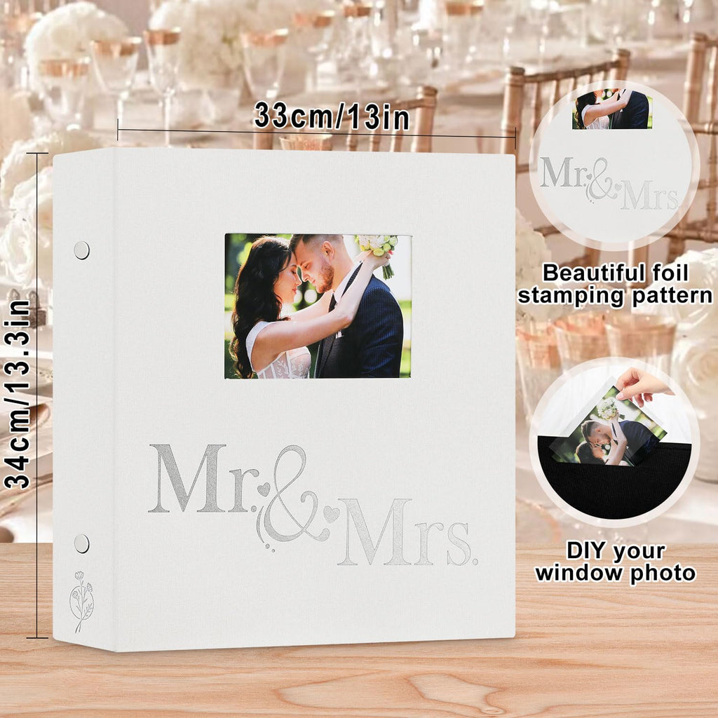 Lanpn Wedding Photo Album 4X6 1000 Pocket Photos Slip In, Linen Cover Large Capacity Newlywed Marriage Window Album Hold 1000 Ho