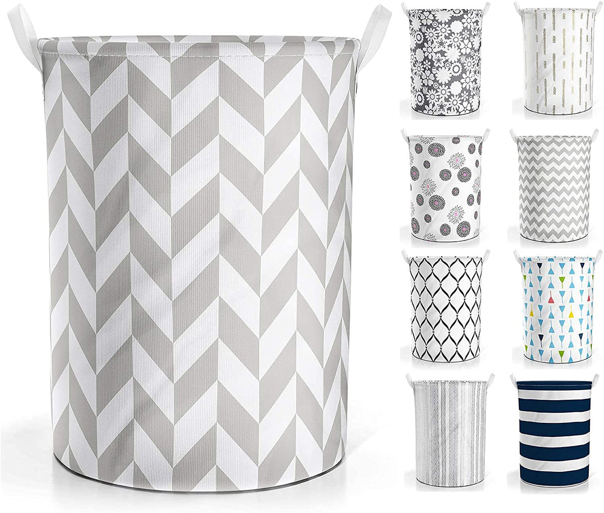 Styxon/Collapsible Laundry Baskets  Clothes Hampers for Laundry  Cotton Linen Laundry Bin w/Waterproof Lining and Drawstring