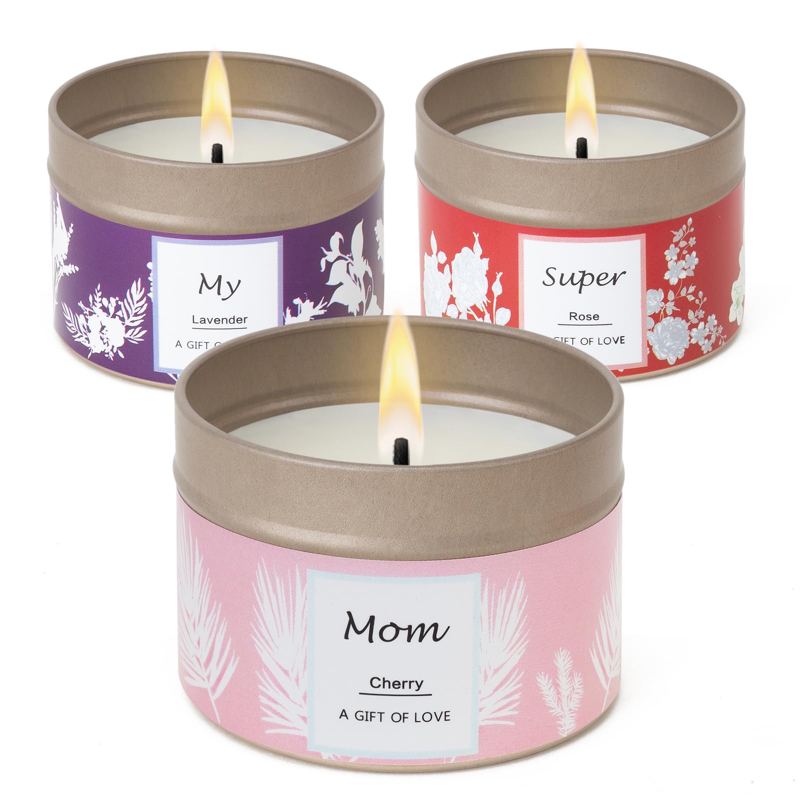 Scented Candles Gifts for Women, 3 Pack 2.6 oz Natural Soy Aromatherapy Candles for Women, Exquisite Candles Set Gift, Small Can