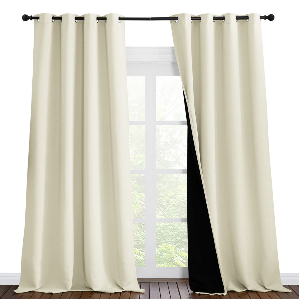 Nicetown Cold Reducing Curtains, Thermal Insulated 100% Blackout Curtains, Sound Proof Drapes With Black Backing, Full Light Blo