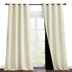 Nicetown Cold Reducing Curtains, Thermal Insulated 100% Blackout Curtains, Sound Proof Drapes With Black Backing, Full Light Blo