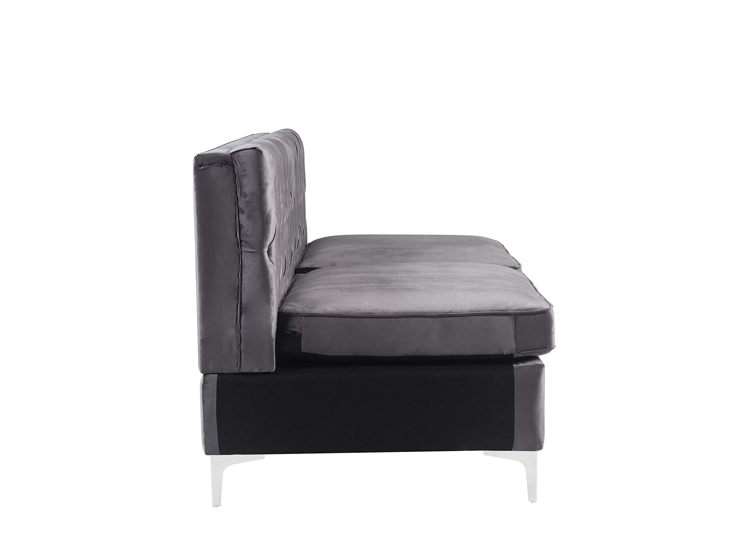 Acme Furniture Jaszira Sectional, Gray Velvet