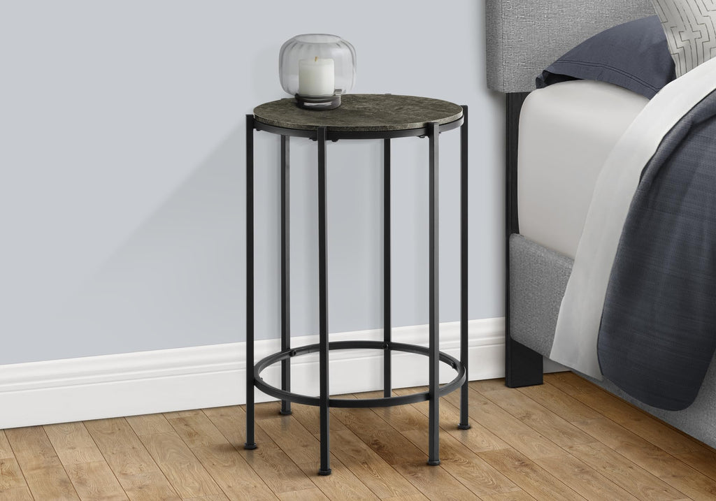 Monarch Specialties I 3755 Accent Table, End, Round, Side Table, Bedroom, Nightstand, Dark Bronze, Black Metal