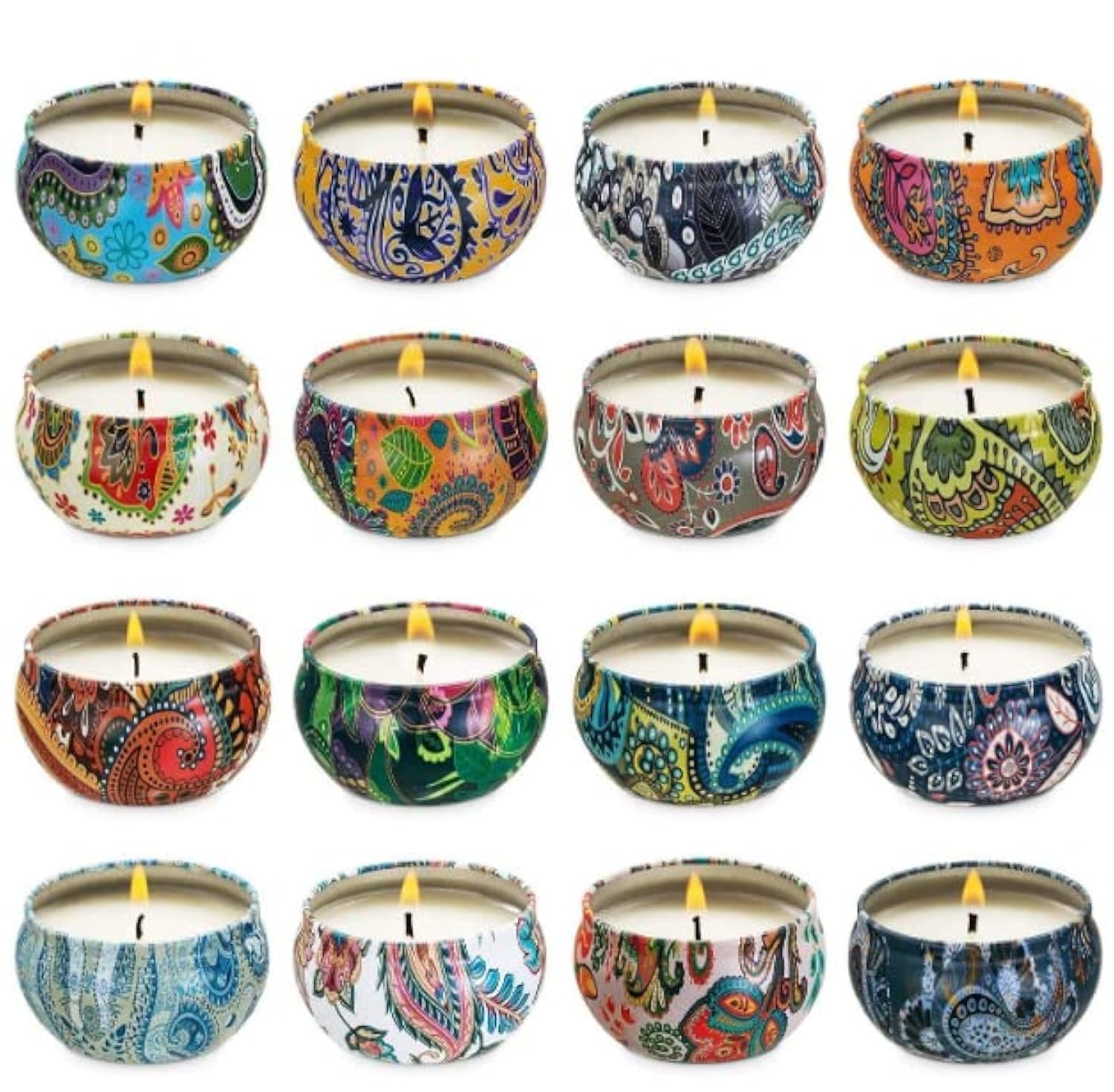 16 Scented Candles Gift,Natural Soy Wax Aromatherapy Candles,Small Portable Tin Candles Set for Mom,Women,Teachers, Colleagues a