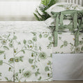 Fadfay Floral Cotton Sheets Twin Green Bed Sheet Set Premium Percale Cotton Shabby Vintage Chic Flower Print With Bowknot Luxury