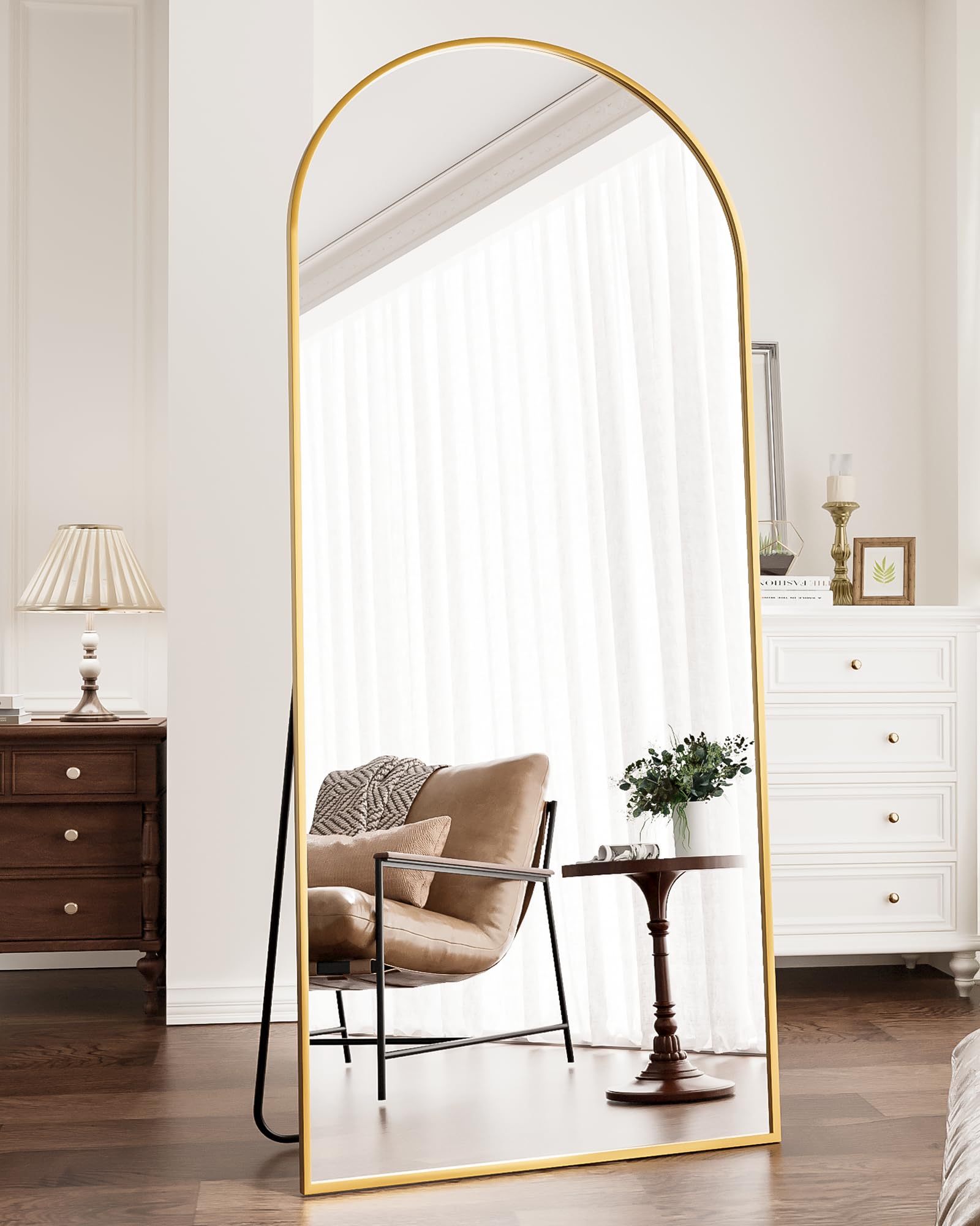 ZMYCZ Full Length Mirror, 71''x30'' Arched Floor Length Mirror, Oversized Standing Mirror, Hanging or Leaning Against Wall Mount