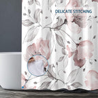 Bivinar Pink Floral Shower Curtain, Watercolor Flower Bathroom Shower Curtain, Fabric Waterproof Shower Curtain With 12 Hooks, 7