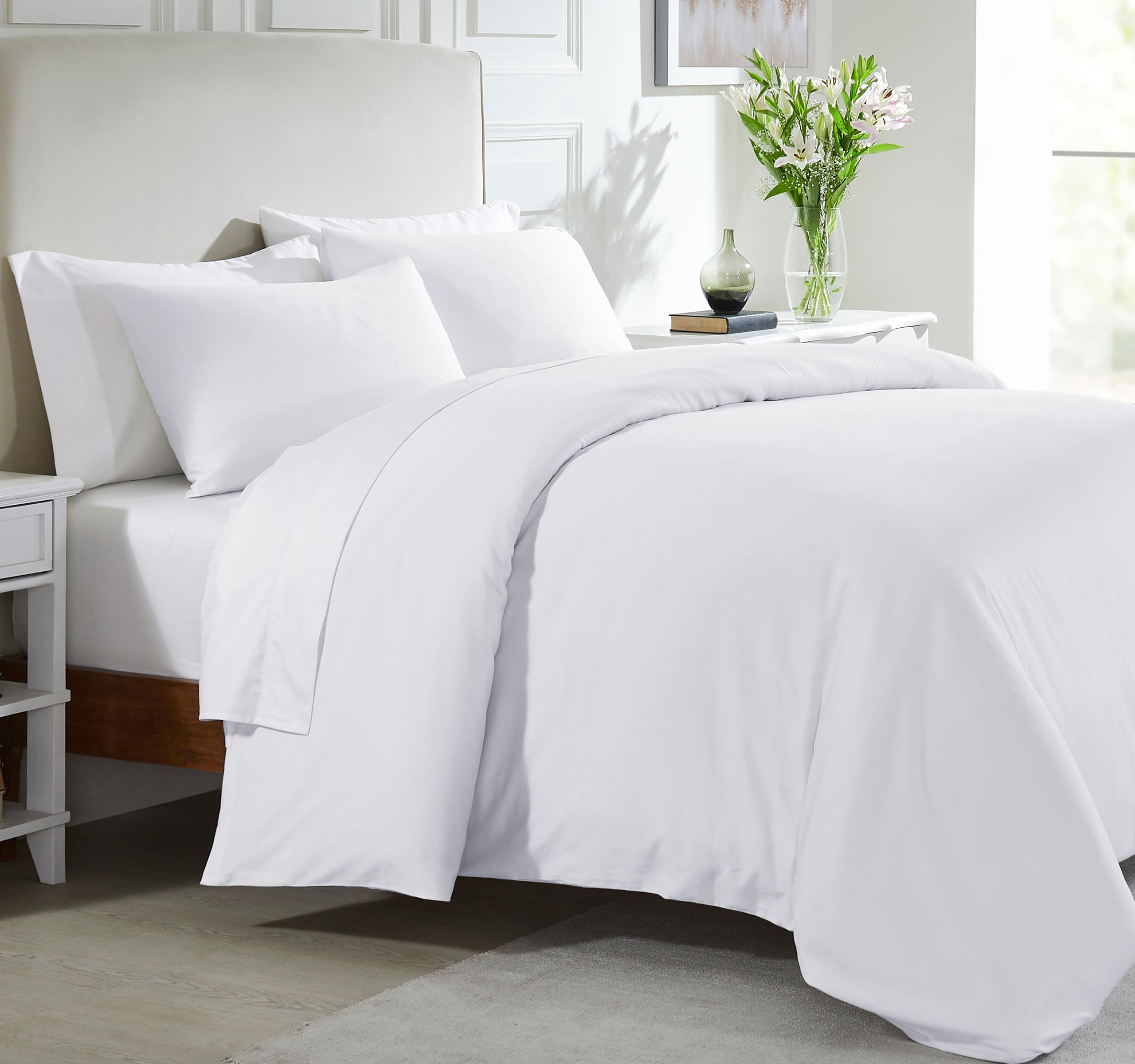 California Design Den 3 Piece King Size Duvet Cover Set, 400 Thread Count 100% Cotton Sateen, Soft Luxury Sateen Weave Comforter