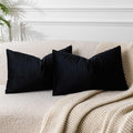 Juspurbet Black Lumbar Velvet Throw Pillow Covers 12X20 Inch Set Of 2 For Living Room Couch Sofa Bedroom Decorative Rectangle So