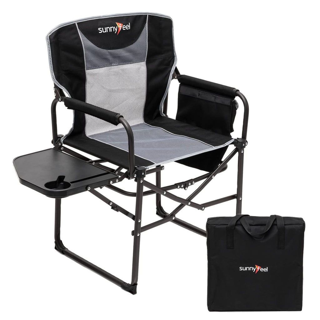 Sunnyfeel Oversized Camping Directors Chair, Portable Folding Lawn Chairs For Adults Heavy Duty With Side Table,Pocket For Beach, Fishing,Picnic,Concert,Tailgating,Outdoor Foldable Camp Chair