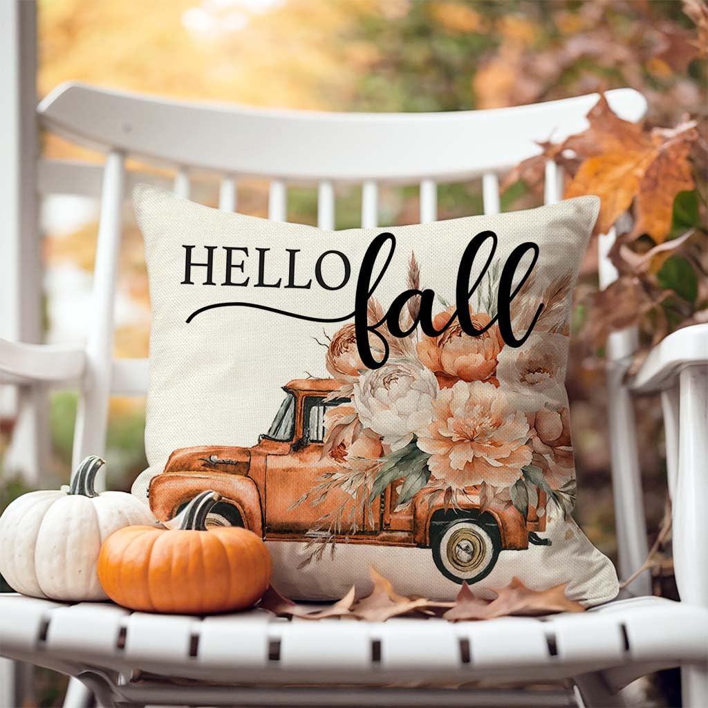 Pandicorn Fall Throw Pillow Covers 18X18 Inch Set Of 4 Mason Jar Floral Pampas Truck Bless Home Boho Orange Outdoor Farmhouse Co