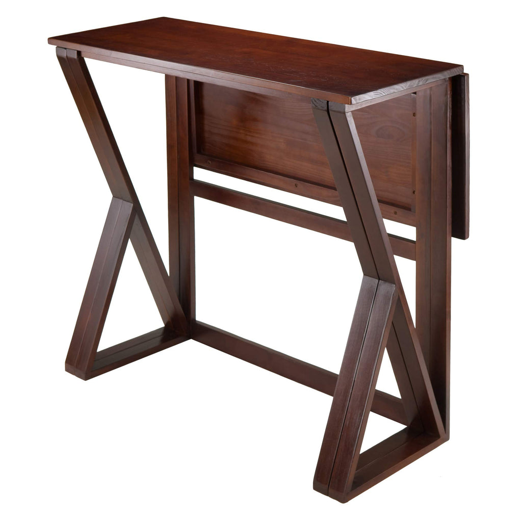 Winsome 3-Piece Harrington Drop Leaf High Table with 2 Cushion Saddle Seat Stools, 29-Inch, Brown