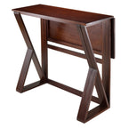 Winsome 3-Piece Harrington Drop Leaf High Table with 2 Cushion Saddle Seat Stools, 29-Inch, Brown