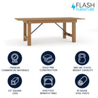 Flash Furniture Hercules Series 7' x 40" Rustic Solid Pine Folding Dining Table, Rectangular Antique Farmhouse Dining and Event Extension Table