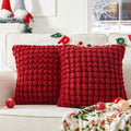 Cocoploceus Set Of 2 Red Throw Pillow Covers 18X18 Decorative Farmhouse Pillow Covers Velvet Square Cushion Covers Bubble Textur