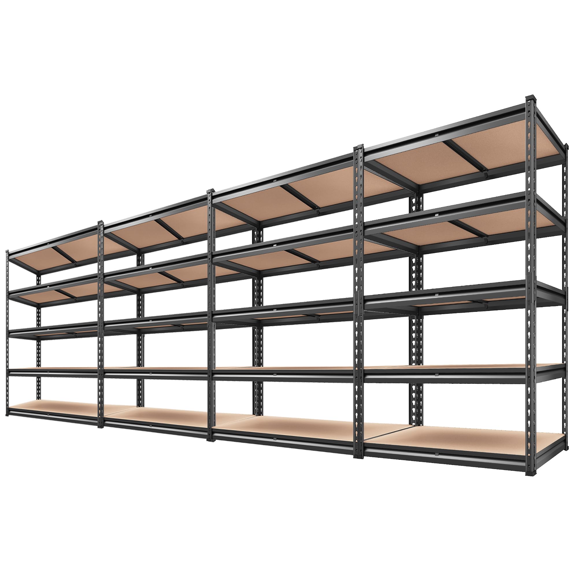 Reibii 72'' H Garage Shelving Heavy Duty Storage Shelves 2000Lbs Adjustable 5 Tier Metal Storage Shelving For Garage Storage She
