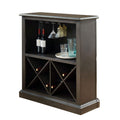 Benjara , Gray Wooden Bar Table With X Shaped Wine Holders And Wide Shelf