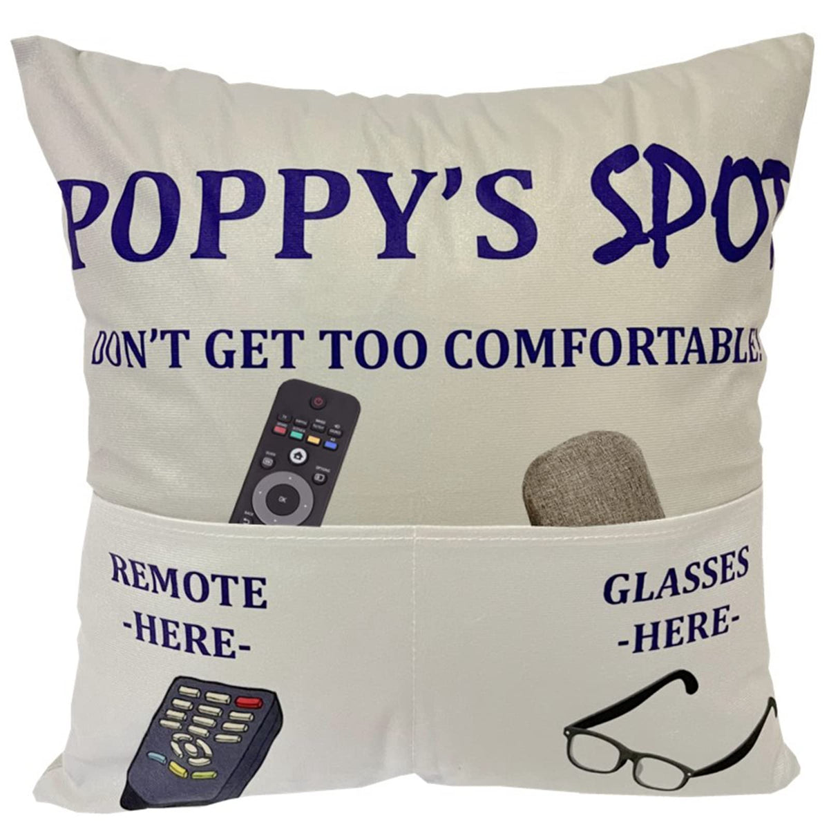 Poppy Gifts Dad Grandpa Gifts, 2-Pocket 2-Sided Poppy Pillow Covers 18X18 Inch And Poppy Ever Engraved Spoon, Fathers Day Birthd