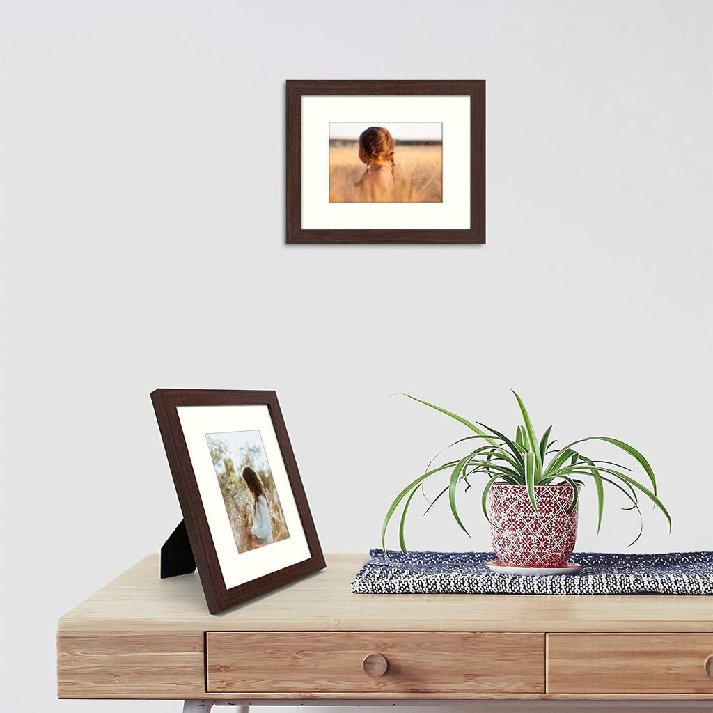 Golden State Art, Classic Picture Frame - 8X 10 Frame For 5 X 7 Photos, Brown