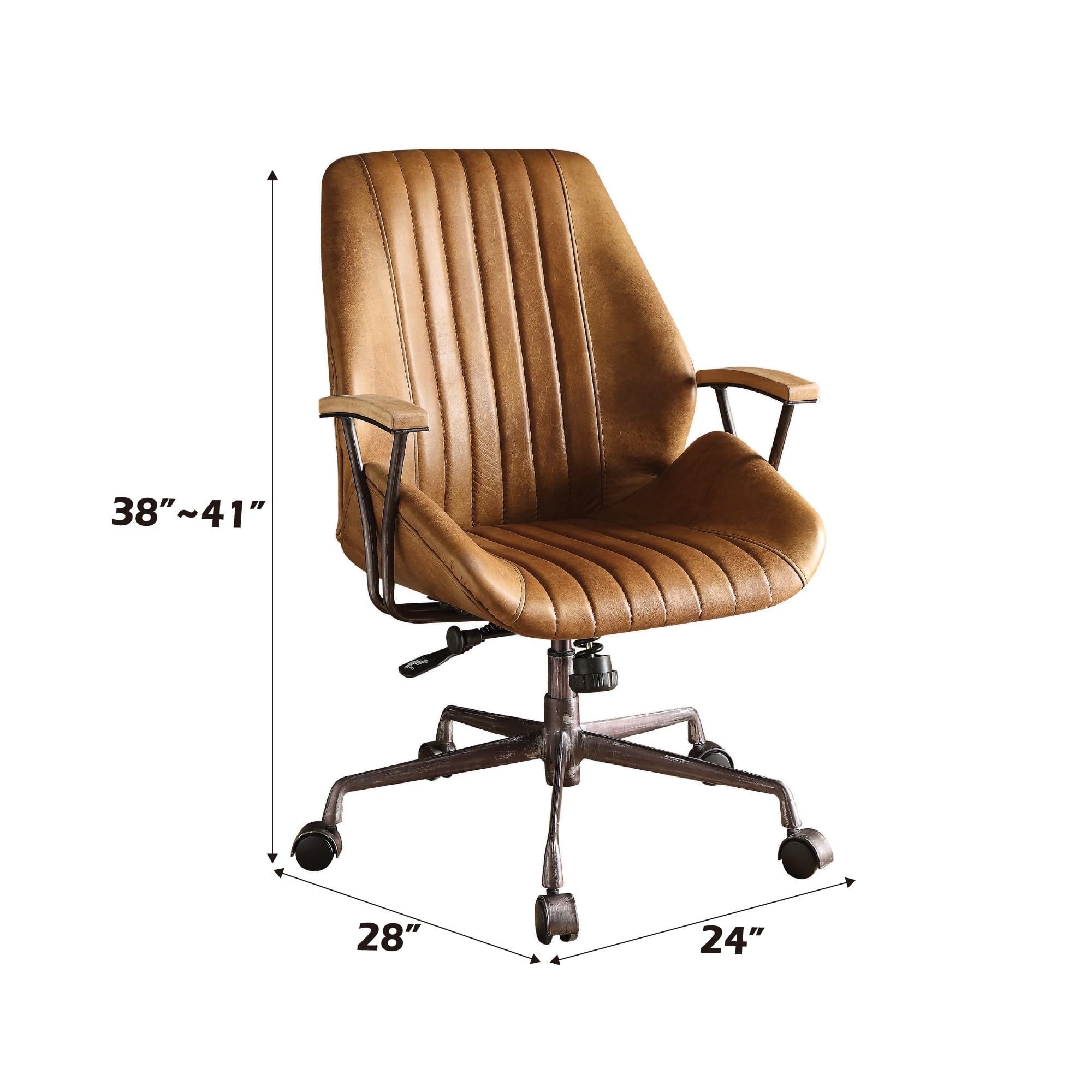 Acme Hamilton Leather Swivel Office Chair in Coffee