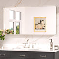 Keonjinn 42 x 20 Inch Brushed Nickel Bathroom Mirrors for Over Sink, Rounded Rectangle Silver Bathroom Vanity Mirror, Metal Fram