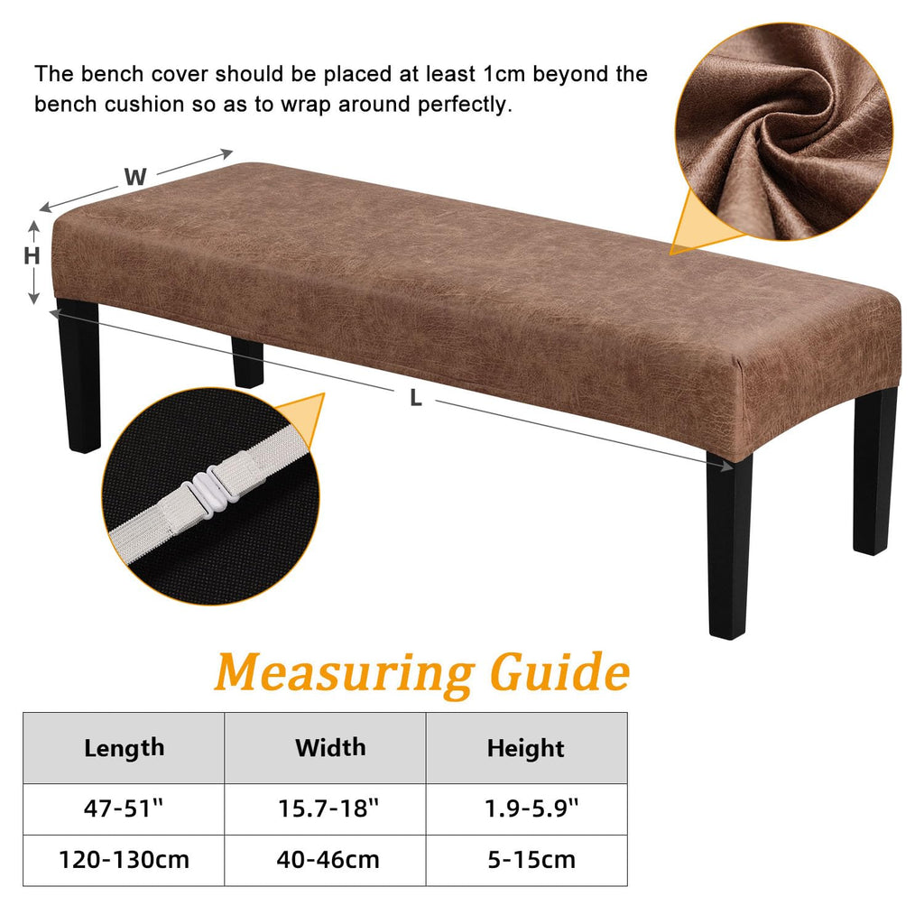 Fuloon Stretch Bench Cover for Dining Room, Anti-Dust Removable Cushion Protector, Brown Seat Cover for Kitchen, Hotel, Banquet