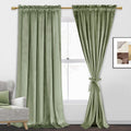 Jiuzhen Velvet Curtains 108 Inches - Sage Green Room Darkening Privacy Rod Pocket Window Curtains For Bedroom Living Bedroom Pat