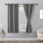 Hiasan Blackout Curtains For Bedroom - Thermal Insulated & Light Blocking Window Curtains For Living Room, 2 Drape Panels Sewn With Tiebacks, Light Grey, 38 X 54 Inch