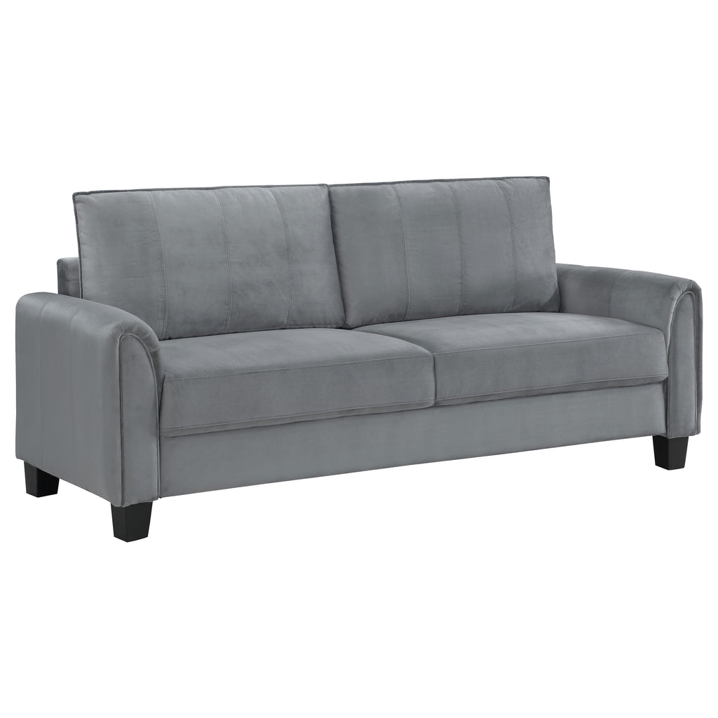 Coaster Home Furnishings Davis 2-Piece Upholstered Rolled Arm Sofa Grey