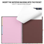 Rimilak Spiral Clipboard Folio With Refillable Lined Notepad, 14.5 X 9.8Inch, Hardcover Clipboards With 5 Interior Pockets, Elas
