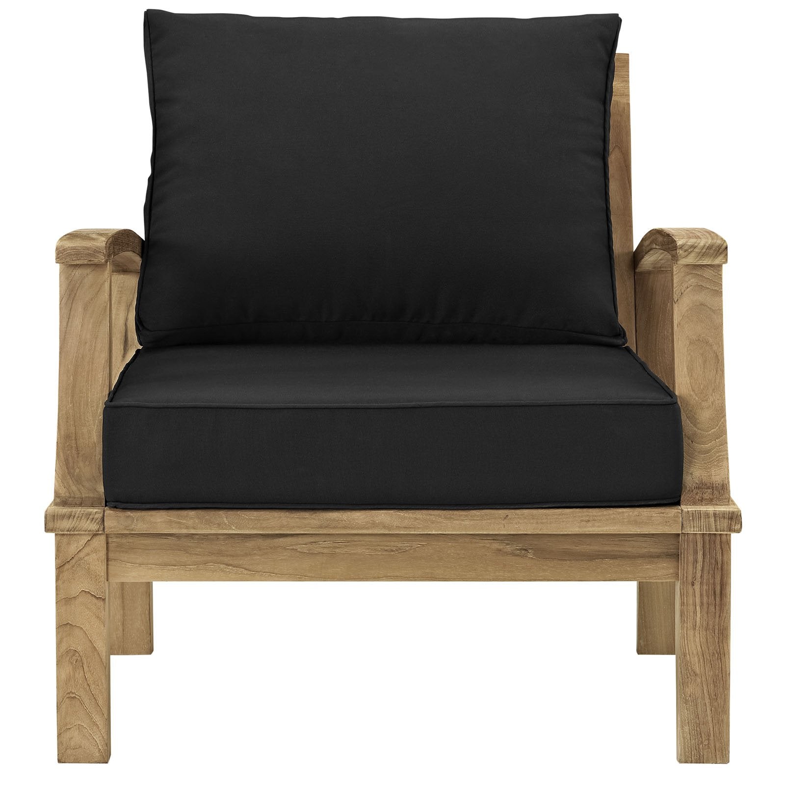 LexMod Marina Outdoor Patio Teak Armchair, Natural Black