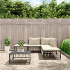 vidaXL 6 Piece Patio Lounge Set with Cushions -Sturdy Anthracite Poly Rattan Outdoor Furniture - Modular Sofa Set with Coffee Table & Footstool - Weather-resistant and Comfortable Seating Experience