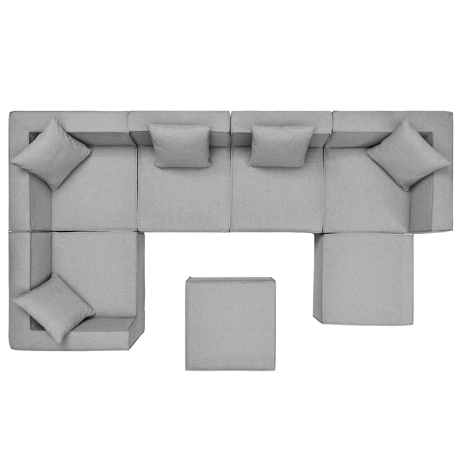 Modway Eei-4387-Gry Saybrook Patio Upholstered Sectional Sofa In Gray, 7-Piece Set