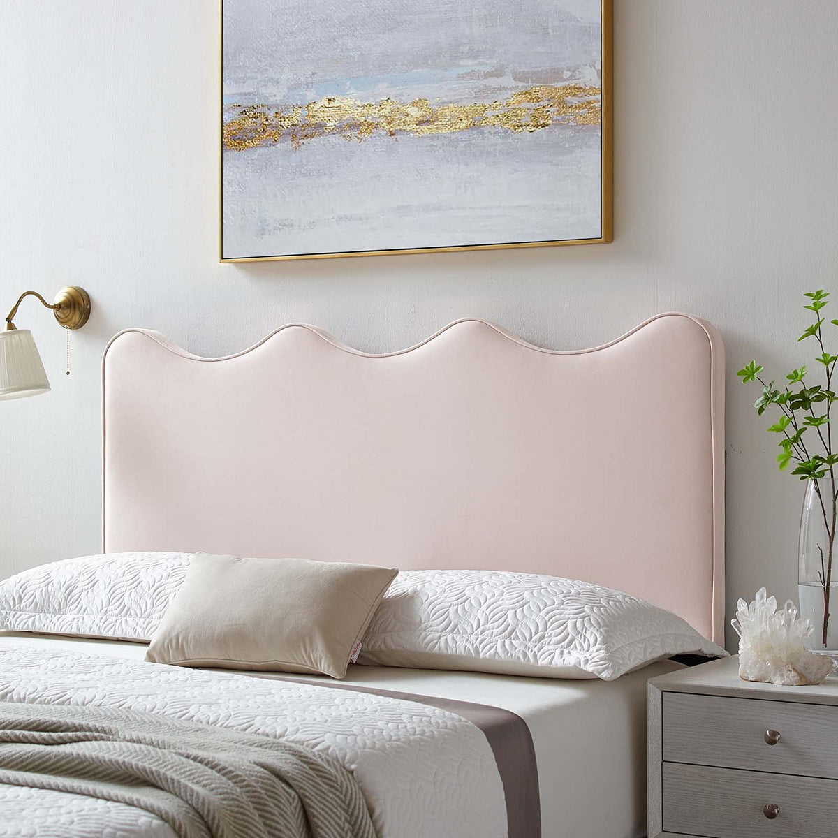 Modway Athena Performance Velvet Full/Queen Headboard in Pink