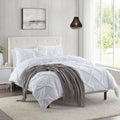Nestl California King Duvet Cover Sets White - Pintuck Duvet Cover California King, 3 Piece Duvet Cover With Button Closure, 1 P
