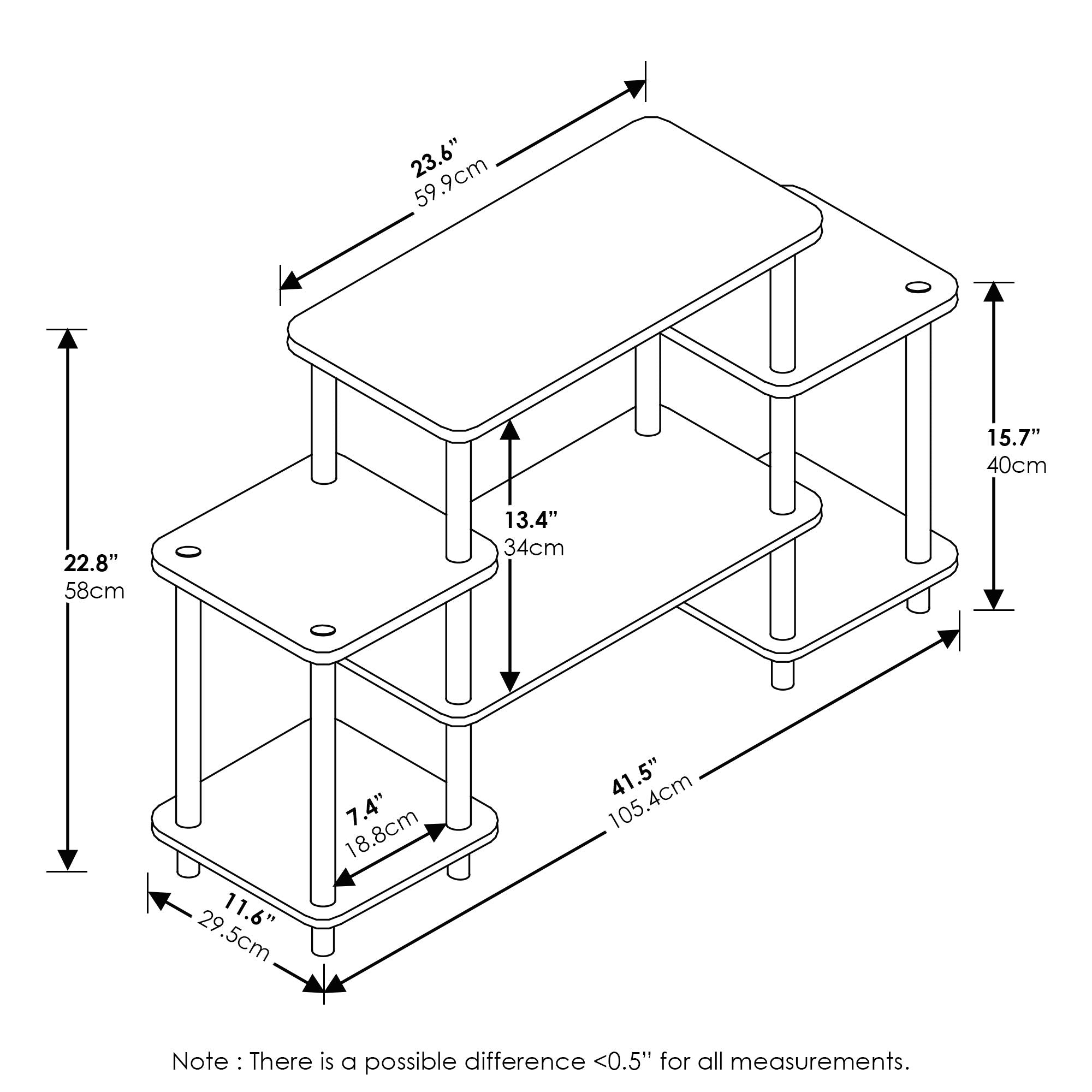 Furinno Turn-N-Tube No Tools Entertainment TV Stands, Beech/White, Square Corner