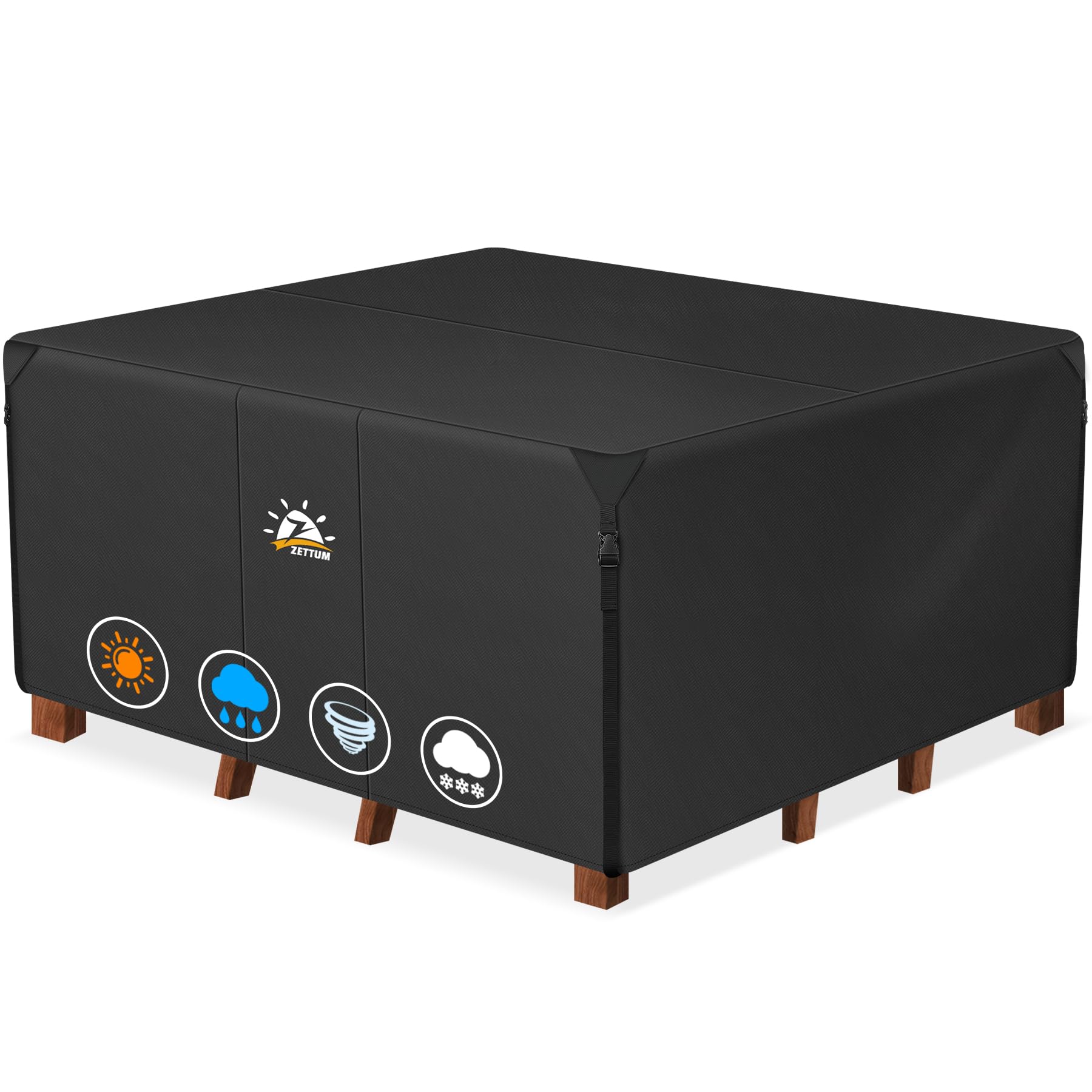 Zettum Patio Furniture Cover Square - 600D Outdoor Table Cover Waterproof & Heavy Duty, 62 Inch Lawn Furniture Set Covers For Ou