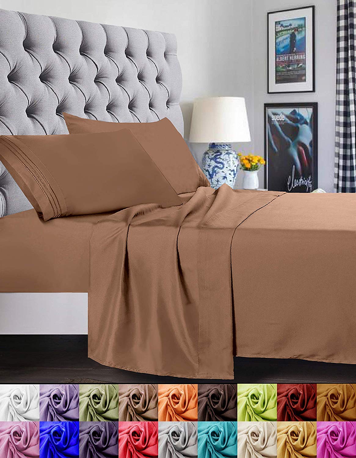 Elegant Comfort 1500 Thread Count Luxury Egyptian Quality Super Soft Wrinkle Free And Fade Resistant 4-Piece Bed Sheet Set, King