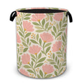 Pink Retro Floral Large Laundry Hamper, Collapsible Oxford Clothes Basket with Handles, Freestanding Dirty Clothes Organizer for