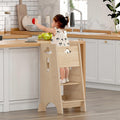 COSYLAND Toddler Standing Tower Adjustable Height - Super Stable Kids Kitchen Stool Helper with Protive Panel - 3 Levels Adjusta