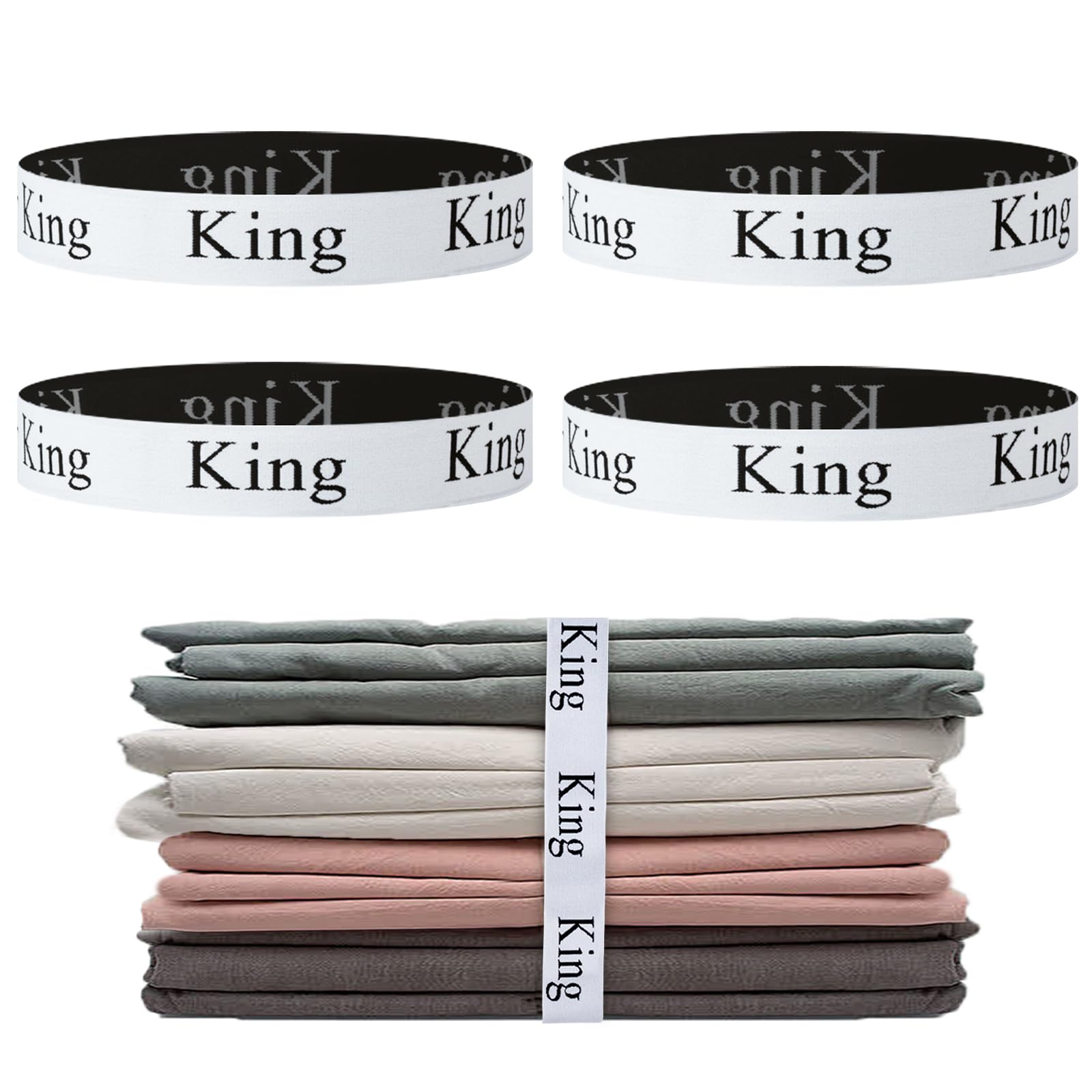 Yesongreat 4 Pcs Bed Sheet Organizer Bands, Elastic Bed Sheet Straps Organizer And Storage Keepers, Linen Labels Bedding Bands F