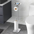 FEILERN Toilet Paper Holder Stand for Bathroom Floor Standing Toilet Roll Dispenser Storages 4 Reserve Rolls, with Top Storage S