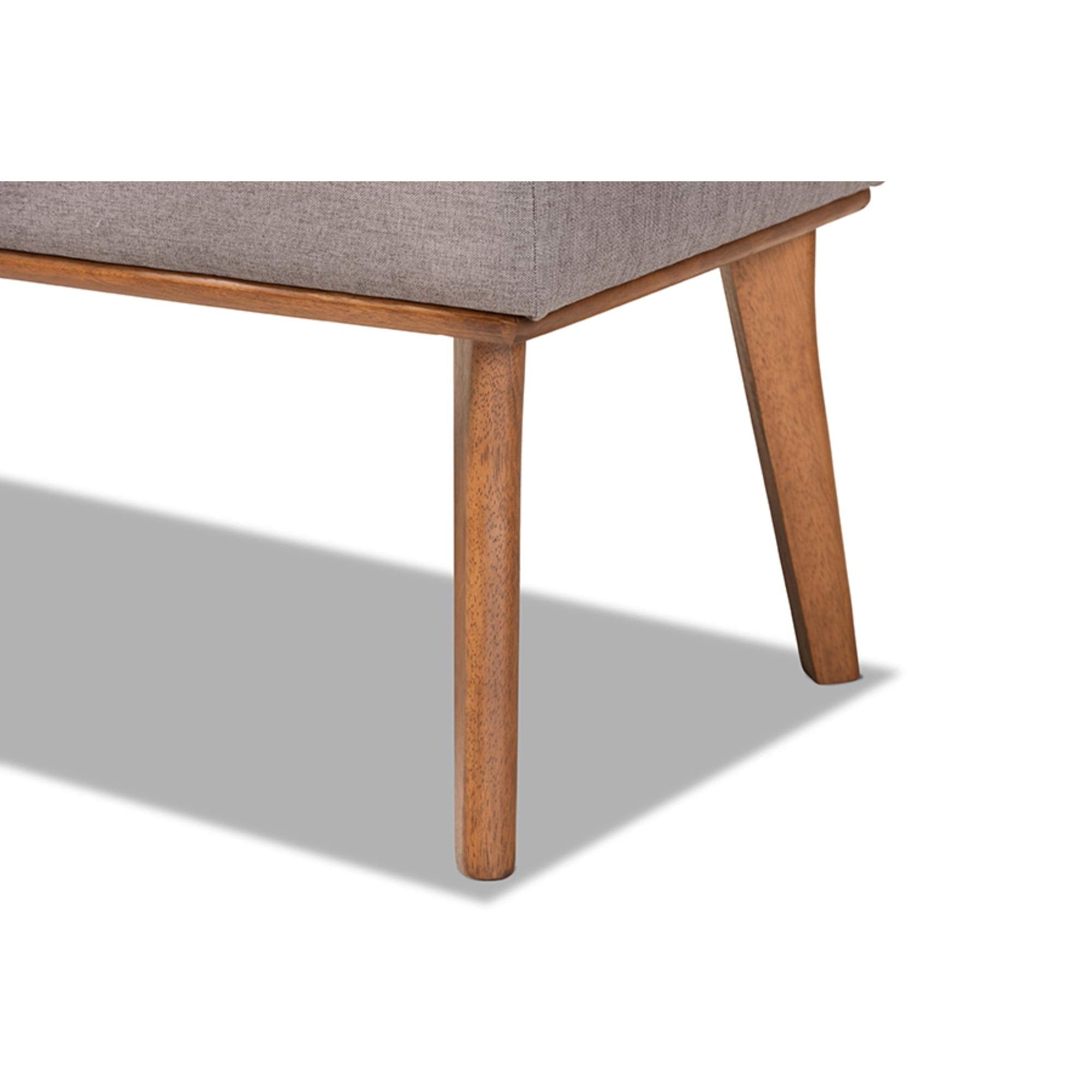 Baxton Studio Grey Fabric Upholstered and Brown Finished Wood Dining Bench - Thumbnail 4