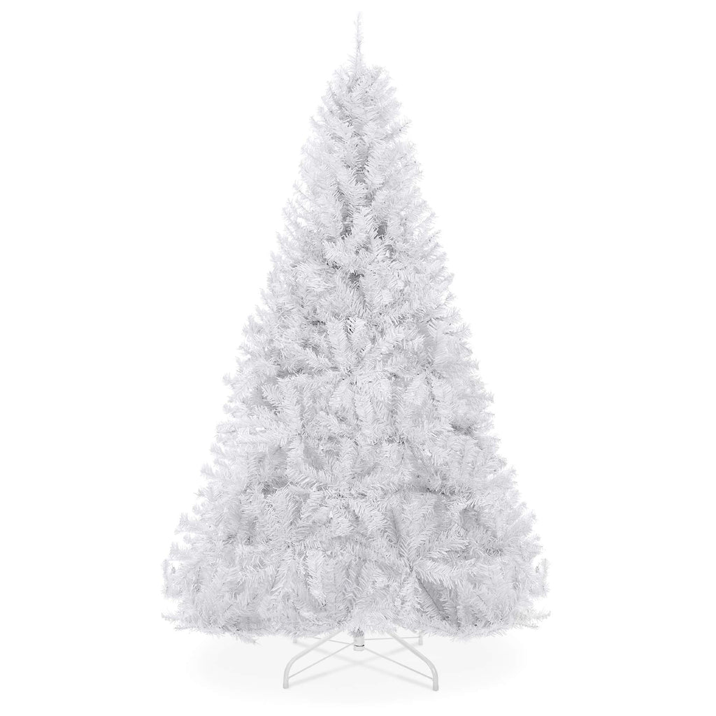 Best Choice Products Artificial Christmas Tree, White 7.5ft Premium Pine Unlit Holiday Decoration, Full Size D  cor Easy Assembl