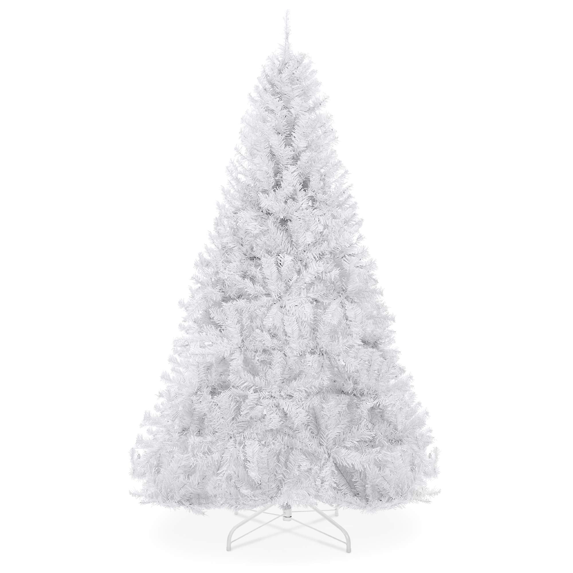 Best Choice Products Artificial Christmas Tree, White 7.5ft Premium Pine Unlit Holiday Decoration, Full Size D  cor Easy Assembl