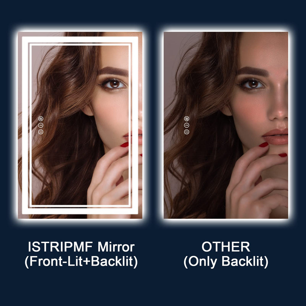Istripmf 72X40 Inch Led Bathroom Mirror With Lights, Backlit And Front Lighted Bathroom Mirrors For Wall, Anti-Fog Dimmable Memo
