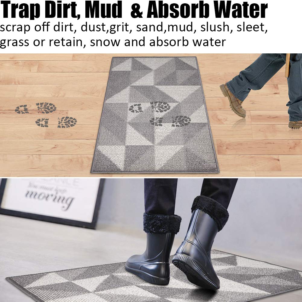 Indoor Doormat 32''X 48'', Absorbent Front Back Door Mat Floor Mats, Rubber Backing Non Slip Door Mats Inside Mud Dirt Trapper E