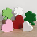 Valentines Day/St. Patricks Day Decorations Tiered Tray Decor, 6 Pcs Heart and Shamrock Wooden Signs Table Decor for Home Kitc