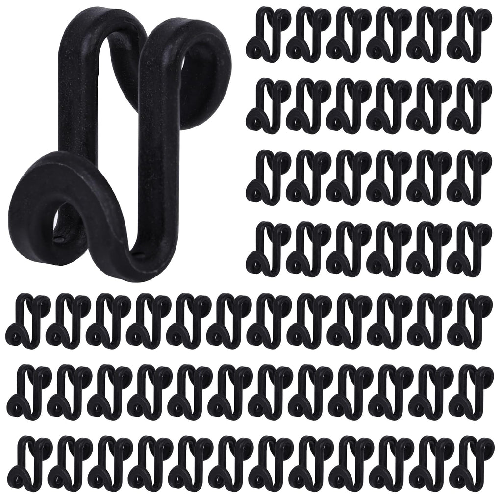HAKDAY 60PCS Hanger Connector Hooks, Black Clothes Hanger Connector Heavy Duty Space Saving Hooks for Velvet Hangers Wooden Hang